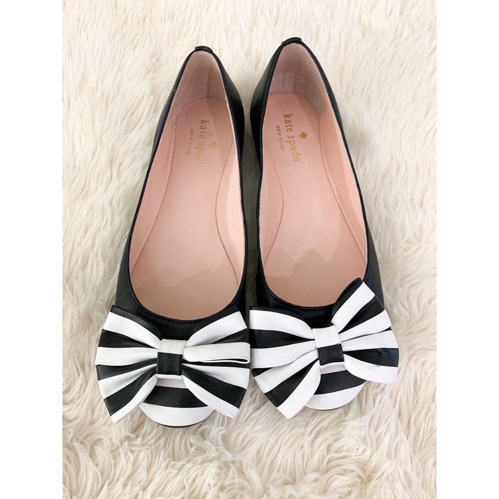 Kate Spade Black Flats With Bow Detail